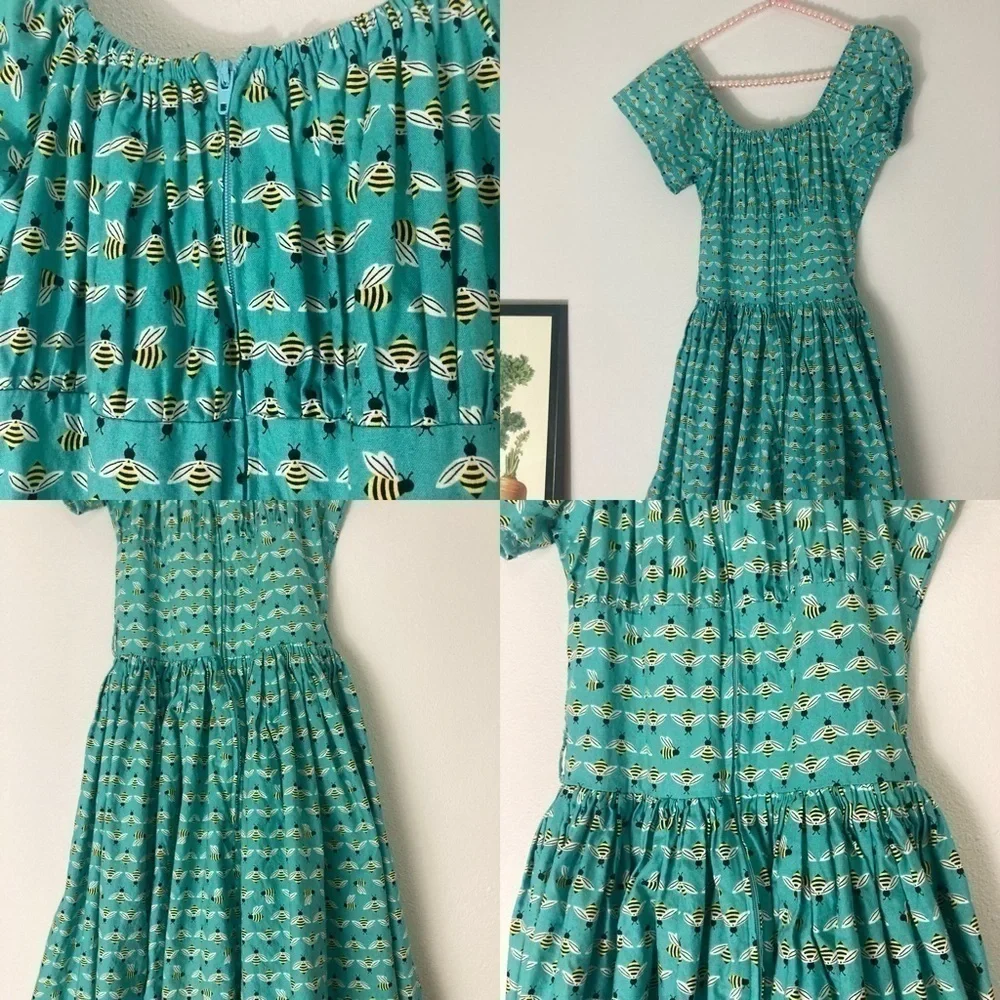 Bee print retro style swing dress - Picture 12 of 16